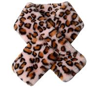 Vbxvsa Damen Schal Leopardenmuster aus Kunsthasenfell, Extra Weicher Warmer Winter Schal 85 cm Lang, Kuschelig Nicht Scheuernd Hautfreundlich Ideal als Wintergeschenk(Hellbraun)
