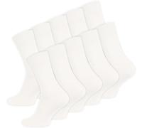 VCA 10 Paar Schwarze Herren Socken, glatt gestrickt, Baumwolle, Spitze Handgekettelt, Venenfreundlich (43/46, weiss)