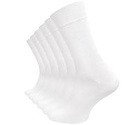 VCA 6 Paar Herren Diabetiker Socken, Ohne Gummibund, Baumwolle, handgekettelte druckfreie Spitze (43/46, weiss)