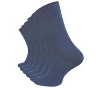 VCA 6 Paar Herren Diabetiker Socken, Ohne Gummibund, Baumwolle, handgekettelte druckfreie Spitze Gr.39-42 blau