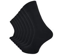 VCA 8 Paar Schwarze Herren COMFORT Socken, ohne Gummibund, Baumwolle mit Elasthan, Gr. 43-46