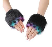 Vdaxvme Pelzige Fäustlinge für kaltes Wetter, Handschuhe für Erwachsene und Kinder, Weihnachtsthema, warme, flauschige, fingerlose Handschuhe