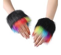 Vdaxvme Pelzige Fäustlinge für kaltes Wetter, Handschuhe für Erwachsene und Kinder, Weihnachtsthema, warme, flauschige, fingerlose Handschuhe