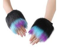 Vdaxvme Pelzige Fäustlinge für kaltes Wetter, Handschuhe für Erwachsene und Kinder, Weihnachtsthema, warme, flauschige, fingerlose Handschuhe