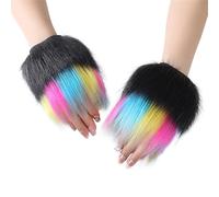 Vdaxvme Pelzige Fäustlinge für kaltes Wetter, Handschuhe für Erwachsene und Kinder, Weihnachtsthema, warme, flauschige, fingerlose Handschuhe