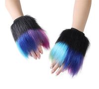 Vdaxvme Pelzige Fäustlinge für kaltes Wetter, Handschuhe für Erwachsene und Kinder, Weihnachtsthema, warme, flauschige, fingerlose Handschuhe