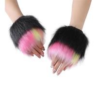 Vdaxvme Pelzige Fäustlinge für kaltes Wetter, Handschuhe für Erwachsene und Kinder, Weihnachtsthema, warme, flauschige, fingerlose Handschuhe