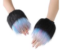 Vdaxvme Pelzige Fäustlinge für kaltes Wetter, Handschuhe für Erwachsene und Kinder, Weihnachtsthema, warme, flauschige, fingerlose Handschuhe