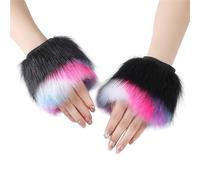 Vdaxvme Pelzige Fäustlinge für kaltes Wetter, Handschuhe für Erwachsene und Kinder, Weihnachtsthema, warme, flauschige, fingerlose Handschuhe