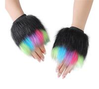 Vdaxvme Pelzige Fäustlinge für kaltes Wetter, Handschuhe für Erwachsene und Kinder, Weihnachtsthema, warme, flauschige, fingerlose Handschuhe