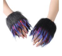 Vdaxvme Pelzige Fäustlinge für kaltes Wetter, Handschuhe für Erwachsene und Kinder, Weihnachtsthema, warme, flauschige, fingerlose Handschuhe