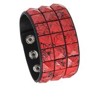 Vdaxvme Quadratisches Nieten Leder Punk Armband, verstellbar, weich, bequem, für Männer und Frauen, modisches Accessoire, PU Lederarmband