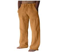 VDDTAGAM Beige Hose Herren Baggy Hose Herren Leinenhose Herren Sommer Herren Hose Schwarz Yoga Hosen Herren Leinenhose Herren Elegante Jogginghose Herren Baggy Jogginghose Herren Perfo(Yellow,XXL)