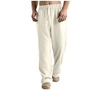 VDDTAGAM Elegante Hose Herren Leinenhose Herren Lang Chino Hose Herren Stretch Linen Pants Men Cargohose Herren Herren Sommerhose Kleidung Herren Outfit Herren Haremshose Herrenhosen W(Beige,XL)