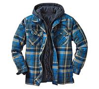VDDTAGAM Flanellhemd Herren Hemd Langarm Kariertes Holzfällerhemd Freizeithemd mit Brusttasche Hemdjacke mit Kapuze Outdoor Holzfäller Jacke (Blue,S)