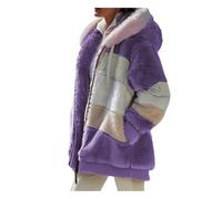 VDDTAGAM Fleecepullover Damen Jacke Damen Hoodie Kleid Damen Wolljacke Damen Fleecejacke Damen Lang Wolljacke Damen Teddymantel Damen Teddy Fleecejacke Damen Kuschelanzug Damen Kuschel(Purple,3XL)