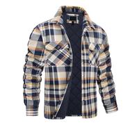 VDDTAGAM Herren Fleece Thermohemd Warm Flanellhemd Holzfällerhemd Winter Innenfleece Jacke Winterjacke Herren Fleecejacke Warm Sherpa Gefüttert Übergangsjacke Outdoorjacke (Khaki,M) VDD144