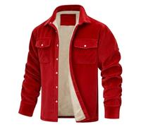 VDDTAGAM Herren Fleece Thermohemd Warm Flanellhemd Holzfällerhemd Winter Innenfleece Jacke Winterjacke Herren Fleecejacke Warm Sherpa Gefüttert Übergangsjacke Outdoorjacke (Red,4XL) VDD108