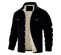 VDDTAGAM Herren Fleece Thermohemd Warm Flanellhemd Holzfällerhemd Winter Innenfleece Jacke Winterjacke Herren Fleecejacke Warm Sherpa Gefüttert Übergangsjacke Outdoorjacke (Black,XL) VDD72