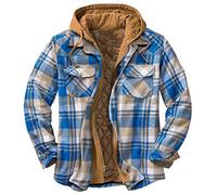 VDDTAGAM Holzfällerjacke Gefüttert Herren Hemdjacke Flanellhemd Sherpa Fleece Kariert Jacke Fleecefutter Mantel Flanelljacke Kapuzenjacke Kariert Winterjacke mit Kapuze Sweatjacke (Sky Blue,L)