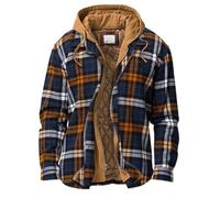 VDDTAGAM Holzfällerjacke Gefüttert Herren Hemdjacke Flanellhemd Sherpa Fleece Kariert Jacke Fleecefutter Mantel Flanelljacke Kapuzenjacke Kariert Winterjacke mit Kapuze Sweatjacke (Brown,L)