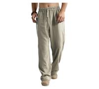 VDDTAGAM Hosen Herren Stretch Leinenhose Leinenanzug Herren Herren Chino Hose Regular Fit Weiße Hose Herren Sommer Anzug Herren Trousers for Men Sommer Jogginghose Herren Hose Herren S(Khaki,L)