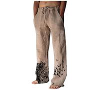 VDDTAGAM Jogging Jeans Herren Leinen Shorts Herren Leinenhose Herren Lang Herren Hose Stretch Weite Sommerhose Schwarze Hose Herren Männer Hosen Outfit Herren Kleidung Herren Goa Hose (Camel,XL)