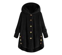 VDDTAGAM Mantel Damen Winter Kuschelanzug Damen Anorak Damen Winter Damen Winterjacke Warm Teddy Jacken Und Damen - Jacken Jacke Damen Winter Oversize Hoodie Damen Teddymantel Warme Wi(Black,XL)