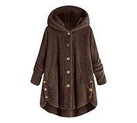 VDDTAGAM Teddy Jacke Dame Women Winter Jacket Damenjacke Plüschjacke Damen Teddymantel Teddy Mantel Damen Lang Damen Teddy Mantel Hoodies Für Damen Wolljacke Damen Teddymantel Damen Wi(Coffee,4XL)