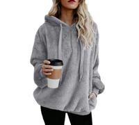 VDDTAGAM Teddyfleece Jacke Damen Flauschige Jacke Damen Teddymantel Damen Teddy Mantel Damen Lang Winterjacken Damen Damen Herbstjacke Oversize Pullover Damen Hoody Damen Damen Winterp(Gray,3XL)