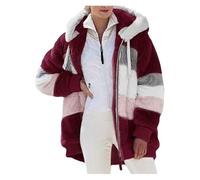 VDDTAGAM Teddyjacke Sherpa Jacke Damen Winter Jacke Damen Women Winter Jacket Winterjacken Damen Winterjacke Damen Warm Anorak Damen Winter Fleecejacke Damen Warm Winterpullover Damen (Wine,S)