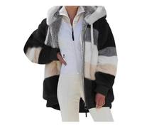 VDDTAGAM Womens Jacket Damen Winterjacke Fleecejacke Damen Mit Kapuze Winter Jacke Damen Teddy - Mantel Winter Jacke Damen Damenjacke Hemdjacke Damen Gefüttert Warme Winterjacke Damen (Black,S)