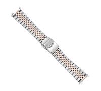 VDFNGFD 18 20 22 24 26 28 30 mm Edelstahl Universal gebogenes Ende Silber Gold Jubilee Uhrenarmband kompatibel mit RLX SKX(Middle Rose Gold,19mm)
