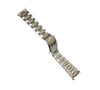 VDFNGFD 18mm 19mm 20mm 21mm 316L Edelstahl Vintage Oyster gebogenes Ende Silber Uhrenarmbänder Kompatibel mit SKX RLX(Middle Bright Silver,21mm)