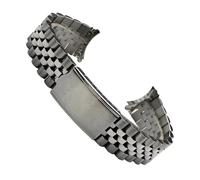 VDFNGFD 18mm 19mm 20mm 21mm Jubilee gebogenes Ende Silber Gold Edelstahl Uhrenarmband Armband S kompatibel mit RLX SKX 5 Serie(Silver,18mm)