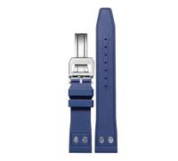 VDFNGFD 20 21 22 mm Natur-weiches Fluorkautschuk-FKM-Gummi-Uhrenarmband, kompatibel mit IWC-Armband Big Pilot Portofino Uhrenarmband Niete(Blue-silver7,21mm)