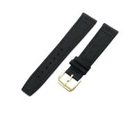 VDFNGFD 20 mm 21 22 Nylon-Canvas-Uhrenarmband, kompatibel mit IWC PILOT Portugal PORTOFINO, Stoff-Uhrenarmband, Faltschließe, Rindsledergürtel(Black-gold,20mm)