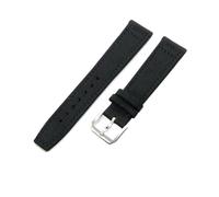 VDFNGFD 20 mm 21 22 Nylon-Canvas-Uhrenarmband, kompatibel mit IWC PILOT Portugal PORTOFINO, Stoff-Uhrenarmband, Faltschließe, Rindsledergürtel(Black-silver,21mm)