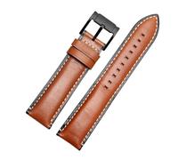 VDFNGFD 22-mm-Uhrenarmband, kompatibel mit FOSSIL FS4835/FS5237/ME3052/FTW1114, Rindsleder, 20-mm-Armband, wasserdicht, Ersatz for Herrenarmband(Brown white BK,22mm)