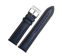 VDFNGFD 22-mm-Uhrenarmband, kompatibel mit FOSSIL FS4835/FS5237/ME3052/FTW1114, Rindsleder, 20-mm-Armband, wasserdicht, Ersatz for Herrenarmband(Blue silver buckle,22mm)