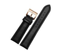 VDFNGFD 22-mm-Uhrenarmband, kompatibel mit FOSSIL FS4835/FS5237/ME3052/FTW1114, Rindsleder, 20-mm-Armband, wasserdicht, Ersatz for Herrenarmband(Black rose buckle,20mm)