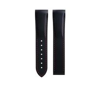 VDFNGFD Fluorkautschuk-Uhrenarmband, 19, 20, 21, 22 mm, kompatibel mit Longines HydroConquest L3 GMT Pioneer Zulu Time Uhrenarmband-Armbändern(Black Red Line,21-20mm,Black Pointed Buckle)