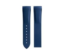 VDFNGFD Fluorkautschuk-Uhrenarmband, 19, 20, 21, 22 mm, kompatibel mit Longines HydroConquest L3 GMT Pioneer Zulu Time Uhrenarmband-Armbändern(Blue No Line,21-20mm,Silver Round Buckle)