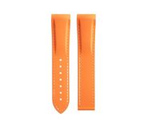VDFNGFD Fluorkautschuk-Uhrenarmband, 19, 20, 21, 22 mm, kompatibel mit Longines HydroConquest L3 GMT Pioneer Zulu Time Uhrenarmband-Armbändern(Orange White Line,22-20mm,Black Pointed Buckle)
