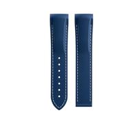 VDFNGFD Fluorkautschuk-Uhrenarmband, 19, 20, 21, 22 mm, kompatibel mit Longines HydroConquest L3 GMT Pioneer Zulu Time Uhrenarmband-Armbändern(Blue White Line,20-18mm,Without Buckle)