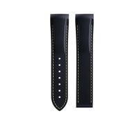 VDFNGFD Fluorkautschuk-Uhrenarmband, 19, 20, 21, 22 mm, kompatibel mit Longines HydroConquest L3 GMT Pioneer Zulu Time Uhrenarmband-Armbändern(Black Yellow Line,19-18mm,Silver Round Buckle)