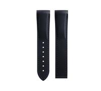 VDFNGFD Fluorkautschuk-Uhrenarmband, 19, 20, 21, 22 mm, kompatibel mit Longines HydroConquest L3 GMT Pioneer Zulu Time Uhrenarmband-Armbändern(Black Blue Line,20-18mm,Silv Pointed Buckle)