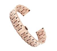 VDFNGFD Kompatibel mit 14 16 18 19 20 22 26 mm Edelstahl Sivler Black Gold 5 Perlen geradem Ende Butterfly-Verschluss-Uhrenarmband(Rose Gold,26mm)