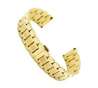 VDFNGFD Kompatibel mit 14 16 18 19 20 22 26 mm Edelstahl Sivler Black Gold 5 Perlen geradem Ende Butterfly-Verschluss-Uhrenarmband(Gold,24mm)