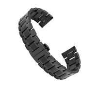 VDFNGFD Kompatibel mit 14 16 18 19 20 22 26 mm Edelstahl Sivler Black Gold 5 Perlen geradem Ende Butterfly-Verschluss-Uhrenarmband(Black,20mm)